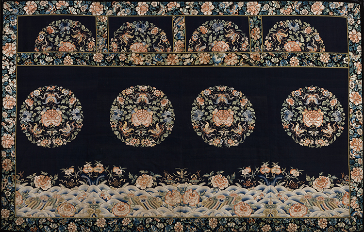 A Large Chinese Blue Silk Ground Embroidered Textile Panel, c. 1900 by  Chinese Art