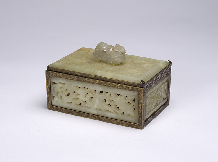 Chinese Pale Celadon Jade Horse and Monkey Pebble, 19th Century par  Chinese Art