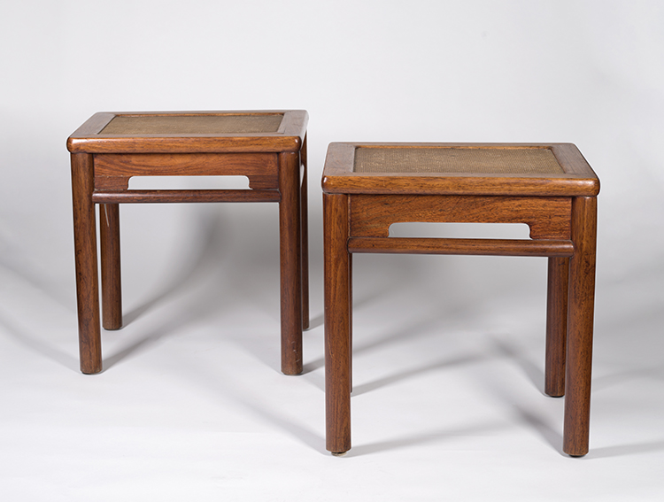 A Pair of Chinese Suanzhi Hardwood Square Stools, Fangdeng, Early 20th Century par  Chinese Art