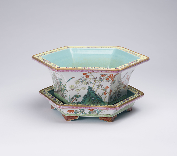 A Chinese Famille Rose Jardinière and Stand, Shendetang Mark, 20th Century by  Chinese Art