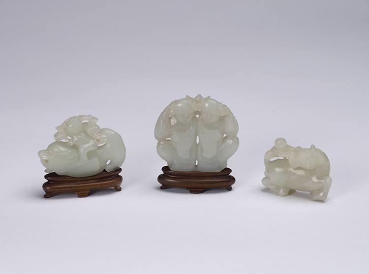 Three Chinese White Jade Carvings by  Chinese Art