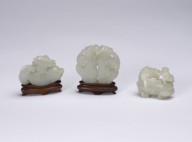 Three Chinese White Jade Carvings by  Chinese Art