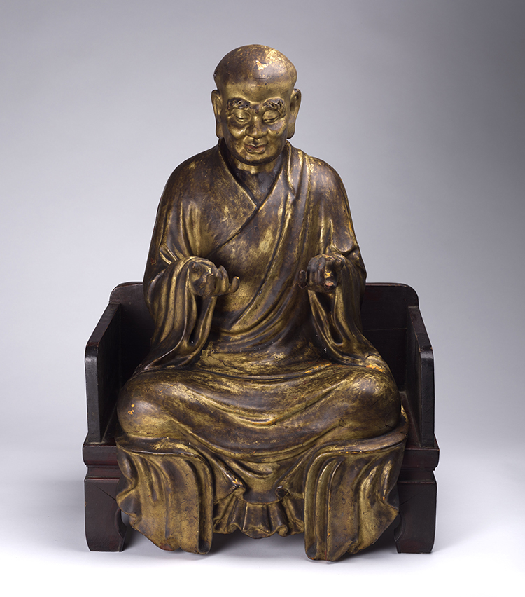 A Rare Chinese Gilt Lacquered Wood Seated Figure of a Lohan, Ming Dynasty, 16th/17th Century by  Chinese Art
