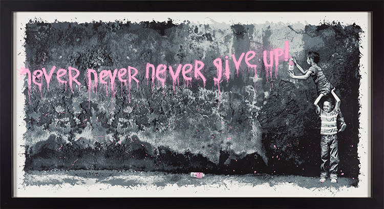 Never Never Never Give Up (Pink) par Mr. Brainwash