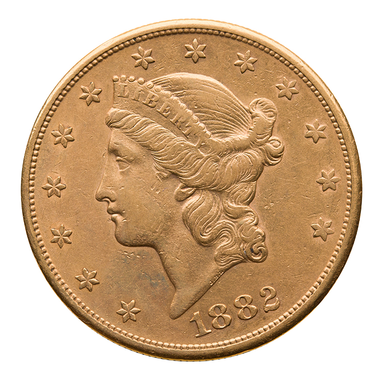 Gold $20 Double Eagle “Liberty Head”, 1882 S - San Francisco Mint par  USA