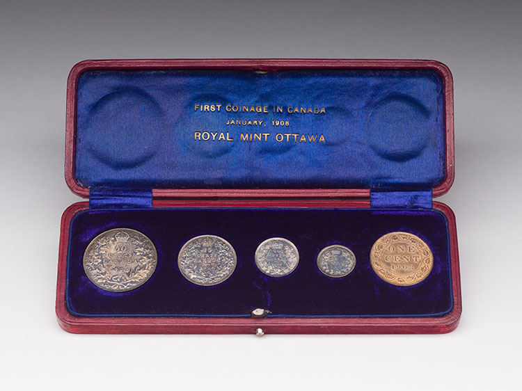 5-Piece Edward VII Specimen Set 1908, Ottawa Mint in Original Case of Issue by  Canada