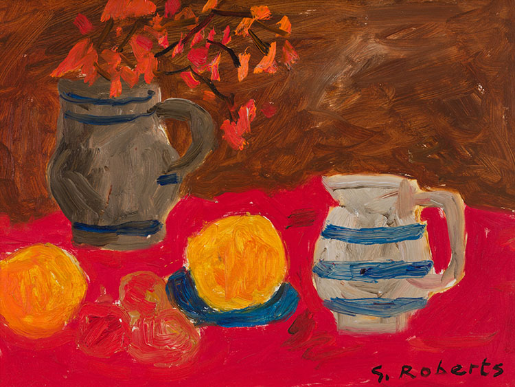 Red Cloth & Striped Jug by William Goodridge Roberts