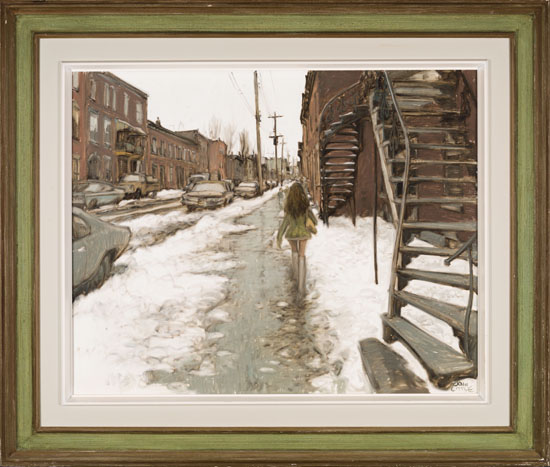 Jeune fille avec jupe court, Rue St. Charles, Pointe St. Charles par John Geoffrey Caruthers Little