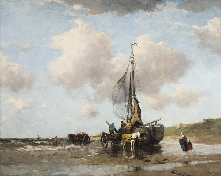 A Fishing Boat at Low Tide par Johan Frederik Scherrewitz