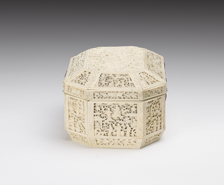 A Chinese Export Ivory Carved Box, Mid-19th Century by  Chinese Export School