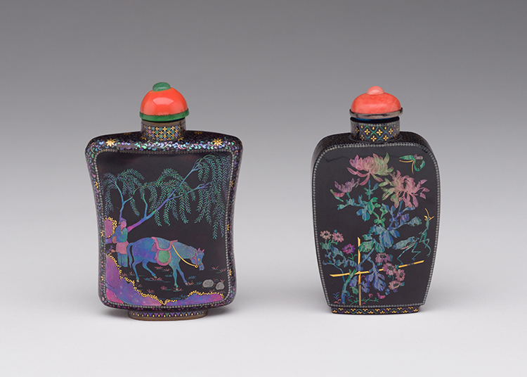 Two Japanese Lac Burgaute Snuff Bottles, 19th Century by  Japanese Art