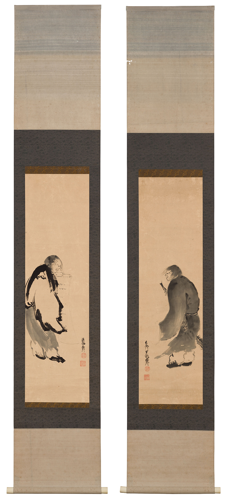 Japanese School
Set of Two Zen Paintings of Kanzan and Jittoku, Edo Period, Early 19th Century by  Japanese Art