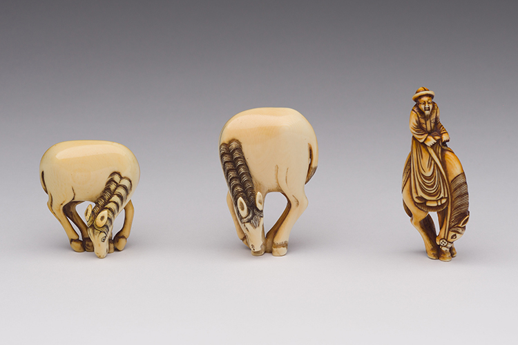 Three Japanese Ivory Netsuke of Horses, 19th Century by  Japanese Art