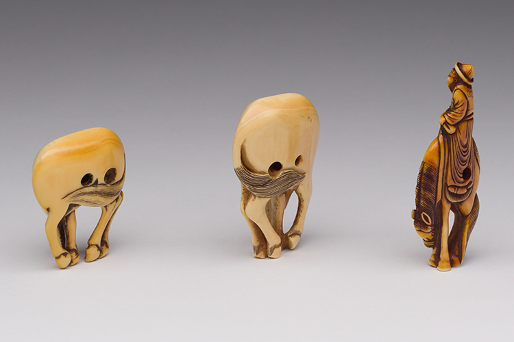 Three Japanese Ivory Netsuke of Horses, 19th Century by  Japanese Art