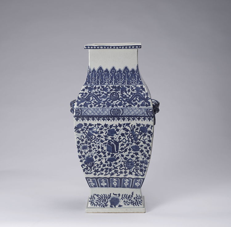 A Chinese Blue and White Faceted Hu Vase, Yongzheng Mark, Mid 20th Century by  Chinese Art