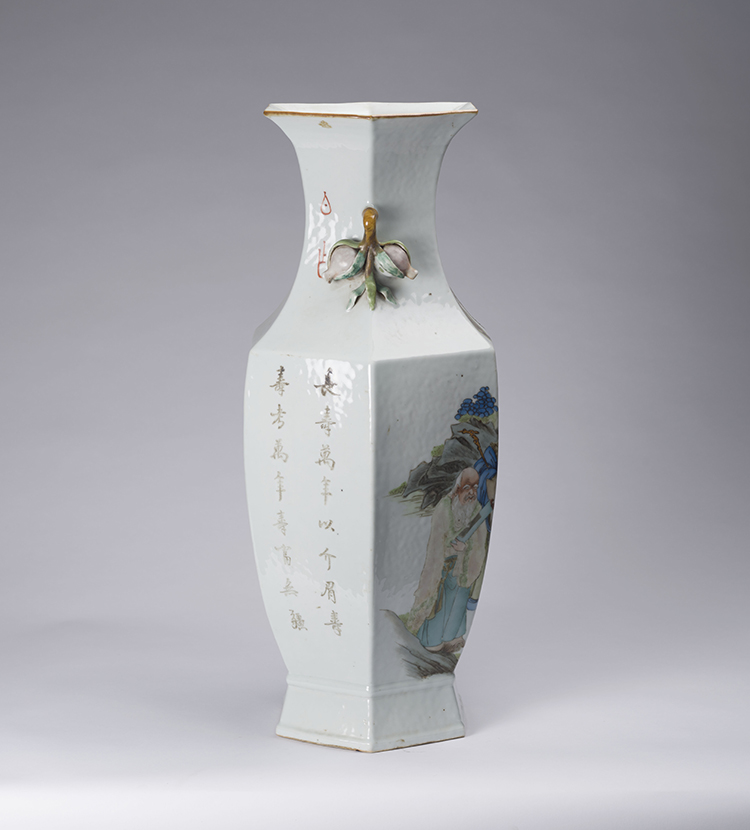 A Large Chinese Qianjiang Enameled Hexagonal Vase, Mid 20th Century by  Chinese Art