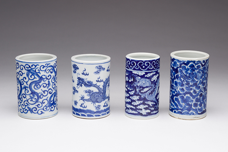 Four Chinese Blue and White 'Dragon' Brushpots, 19th/20th Century by  Chinese Art