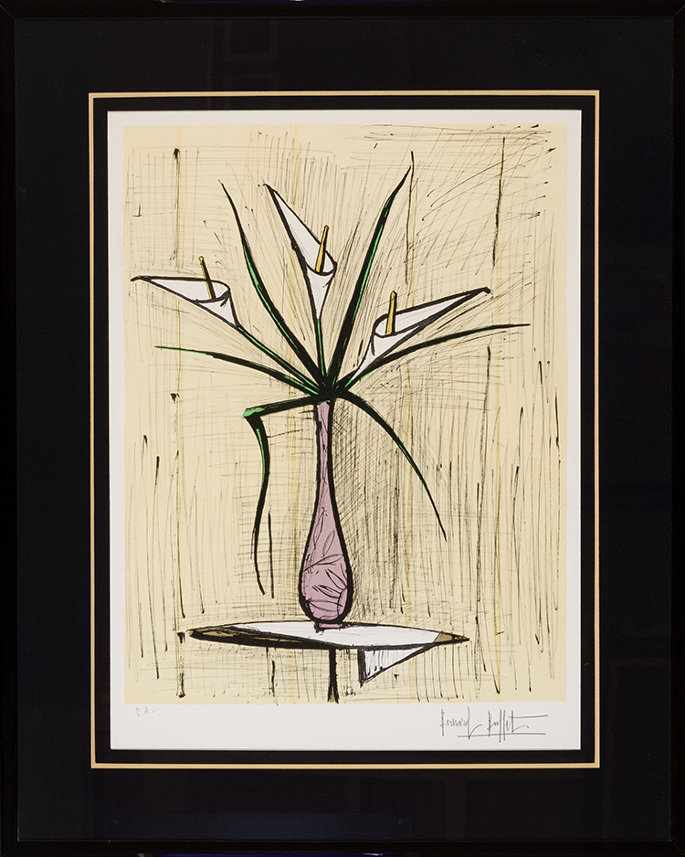 Arums, fond jaune by Bernard Buffet