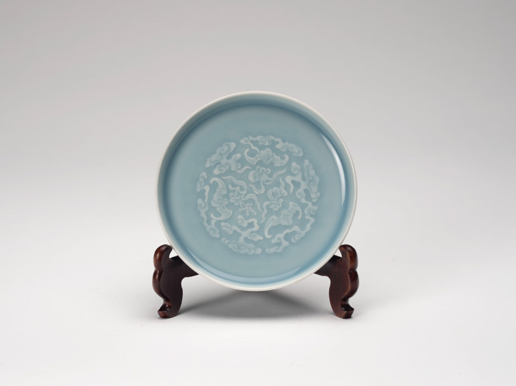 A Small Chinese Lavender Blue Dish, Qianlong Mark by  Chinese Art