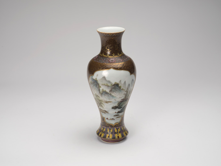 A Chinese Famille Rose 'Landscape' Vase, Daoguang Mark, Republican Period by  Chinese Art