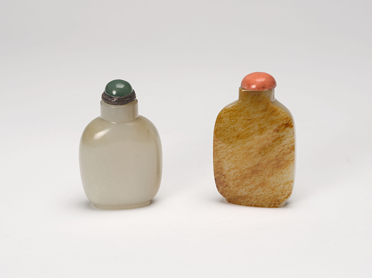 Two Chinese White Jade Snuff Bottles, 19th Century by  Chinese Art