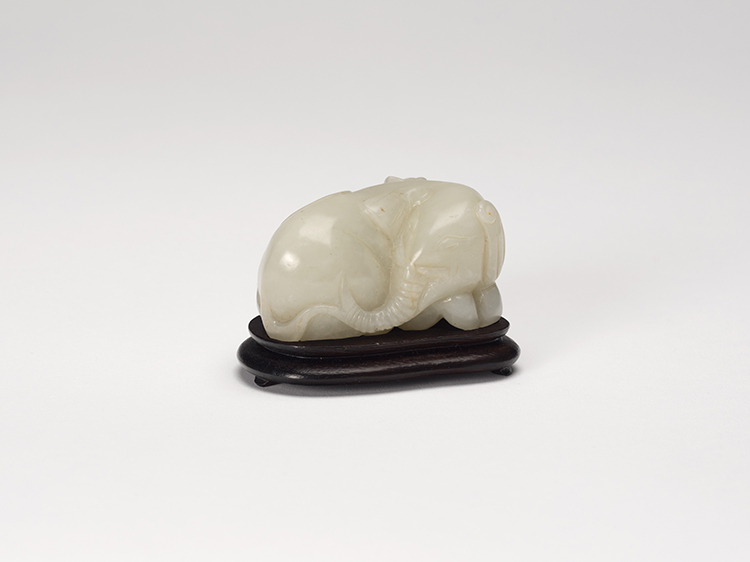 A Chinese White Jade ‘Elephant and Monkey’ Pebble, Late Qing Dynasty by  Chinese Art