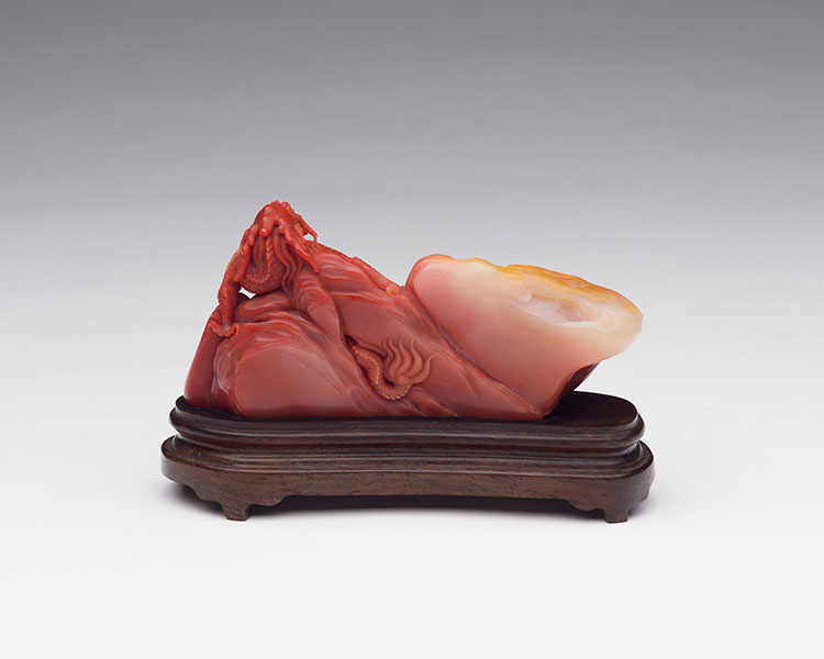 A Contemporary Chinese Carved Shoushan Figure of Dragons by  Chinese Art