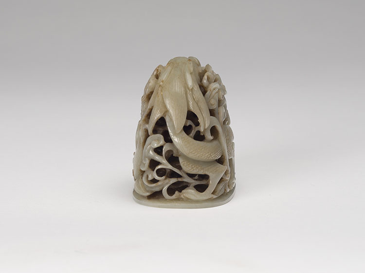 A Chinese Pale Celadon Jade 'Dragon' Finial, Ming Dynasty (1368 - 1644) by  Chinese Art