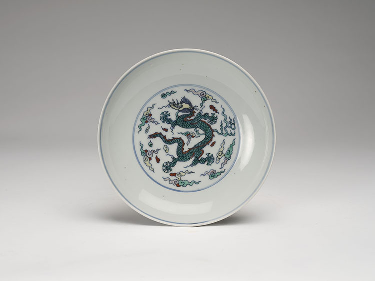 A Chinese Doucai Dragon Dish, Xuande Mark, 18th Century by  Chinese Art