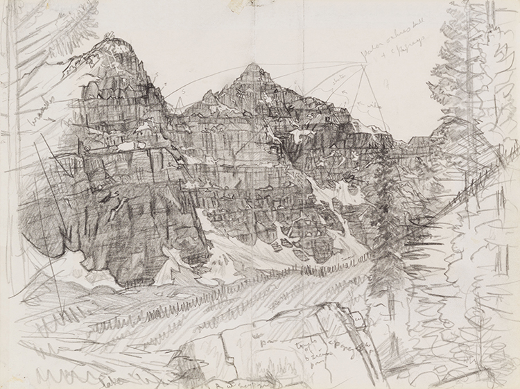Two of the Ten Peaks at Moraine Lake by Edward John (E.J.) Hughes
