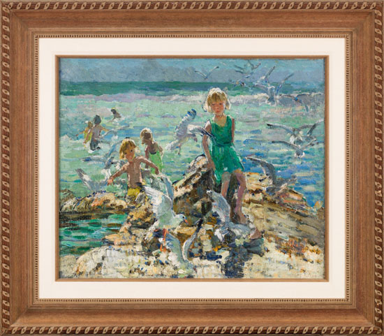 A Day at the Shore / Mother and Children at the Shore (verso) par Dorothea Sharp