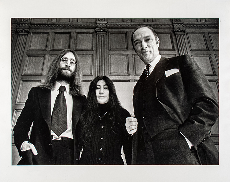 John Lennon and his wife Yoko Ono, in Canada as part of their crusade for peace, meet with Prime Minister Pierre Trudeau, December 23 1969 in Ottawa by Peter Bregg