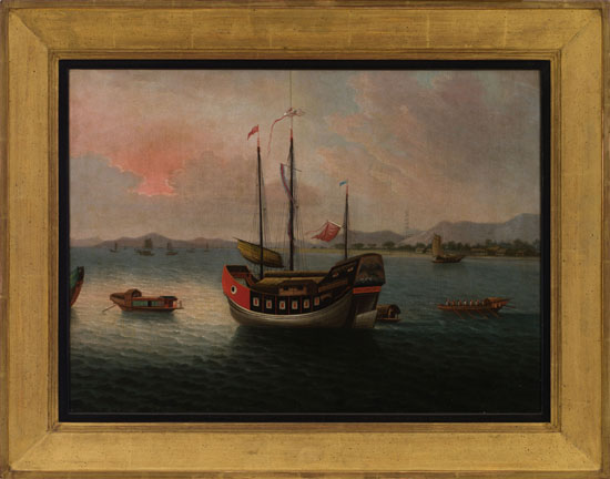 A Junk at Anchor in the Pearl River / An Indiaman off the Kent Coast (verso) par Chinese Artist