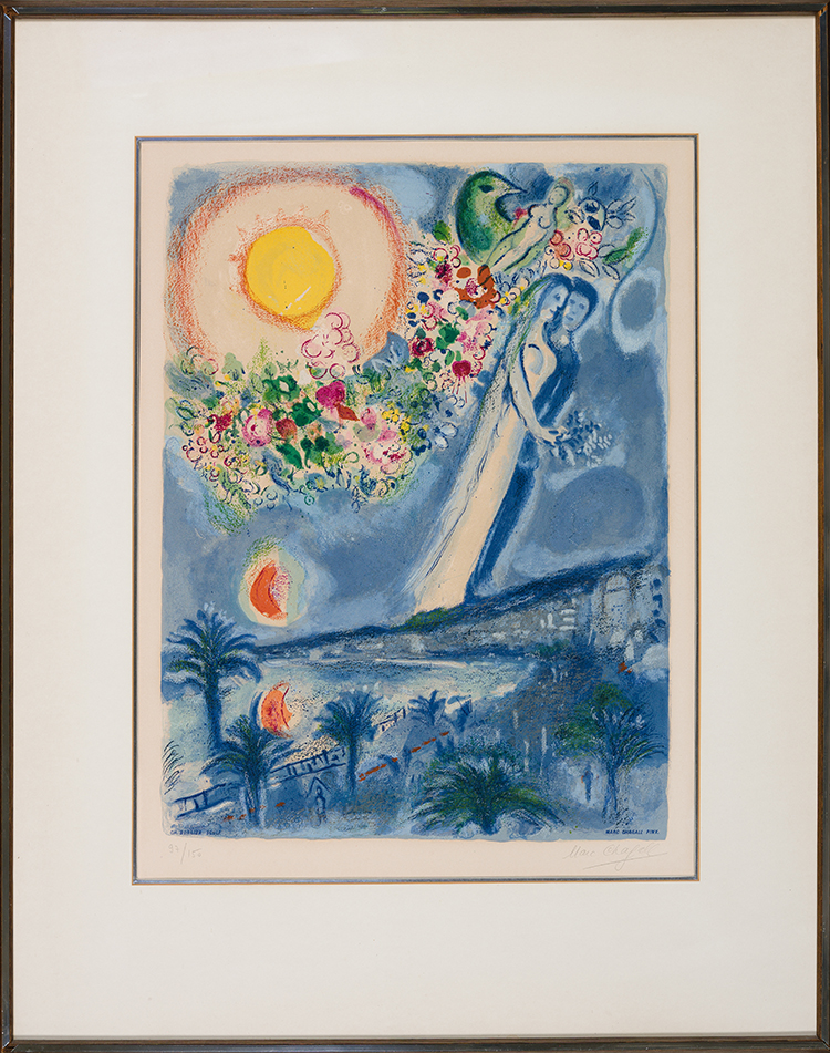Fiancés dans le ciel de Nice par After Marc Chagall
