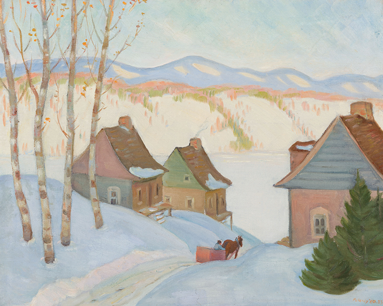 Untitled (Snow Scene with Houses and a Horse-Drawn Cart) par Joseph Jean Albert Palardy