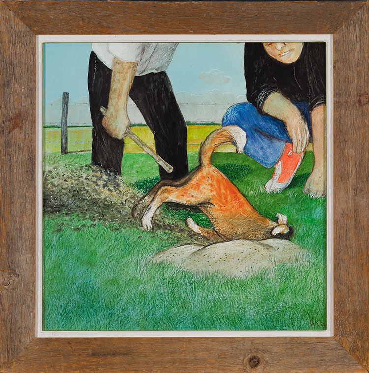 Dog Digging up Gopher by William Kurelek