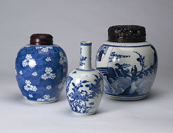 Three Chinese Blue and White Jars, Kangxi Period by  Chinese Art sold for $8,125